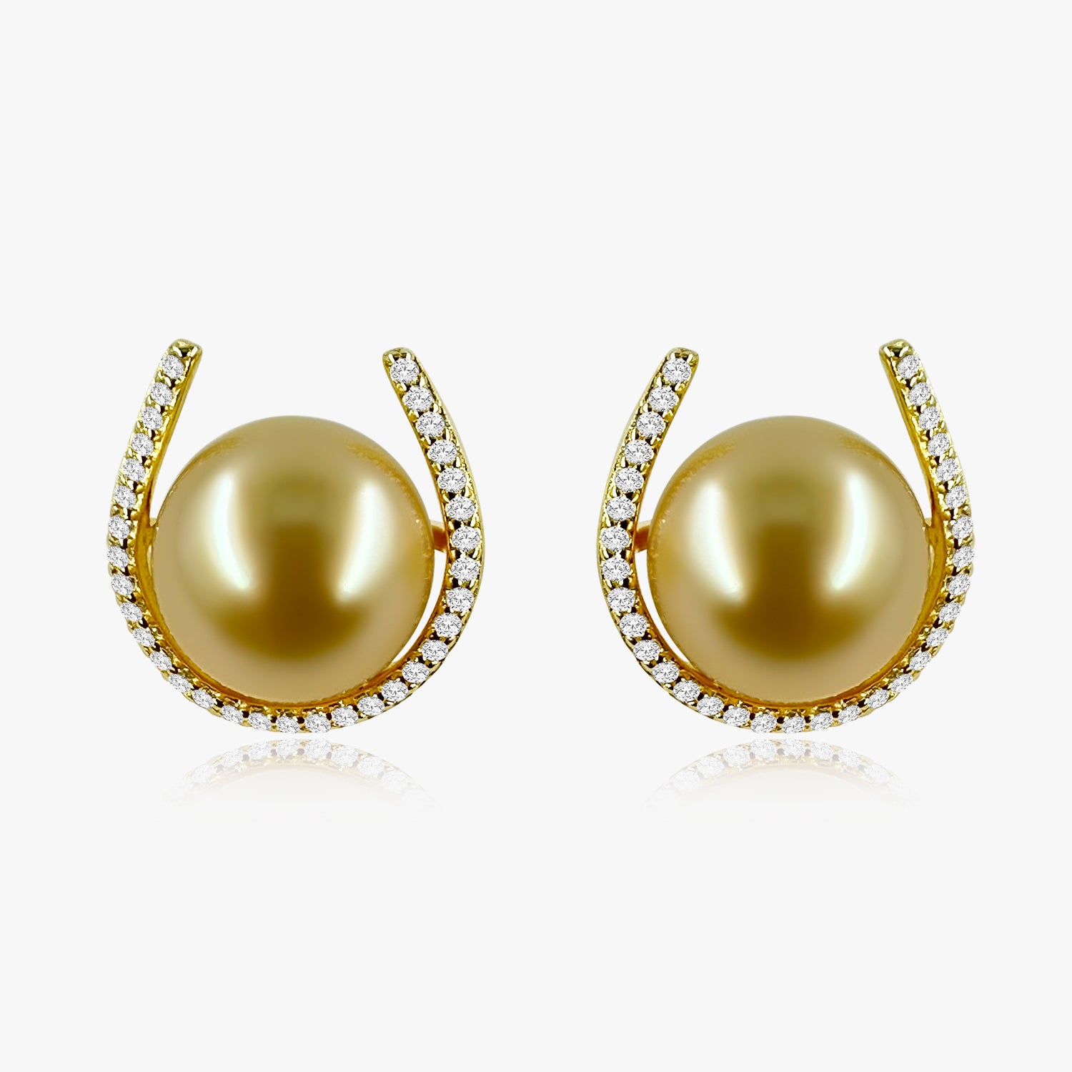 10mm Gold South Sea Pearl Earrings Studs