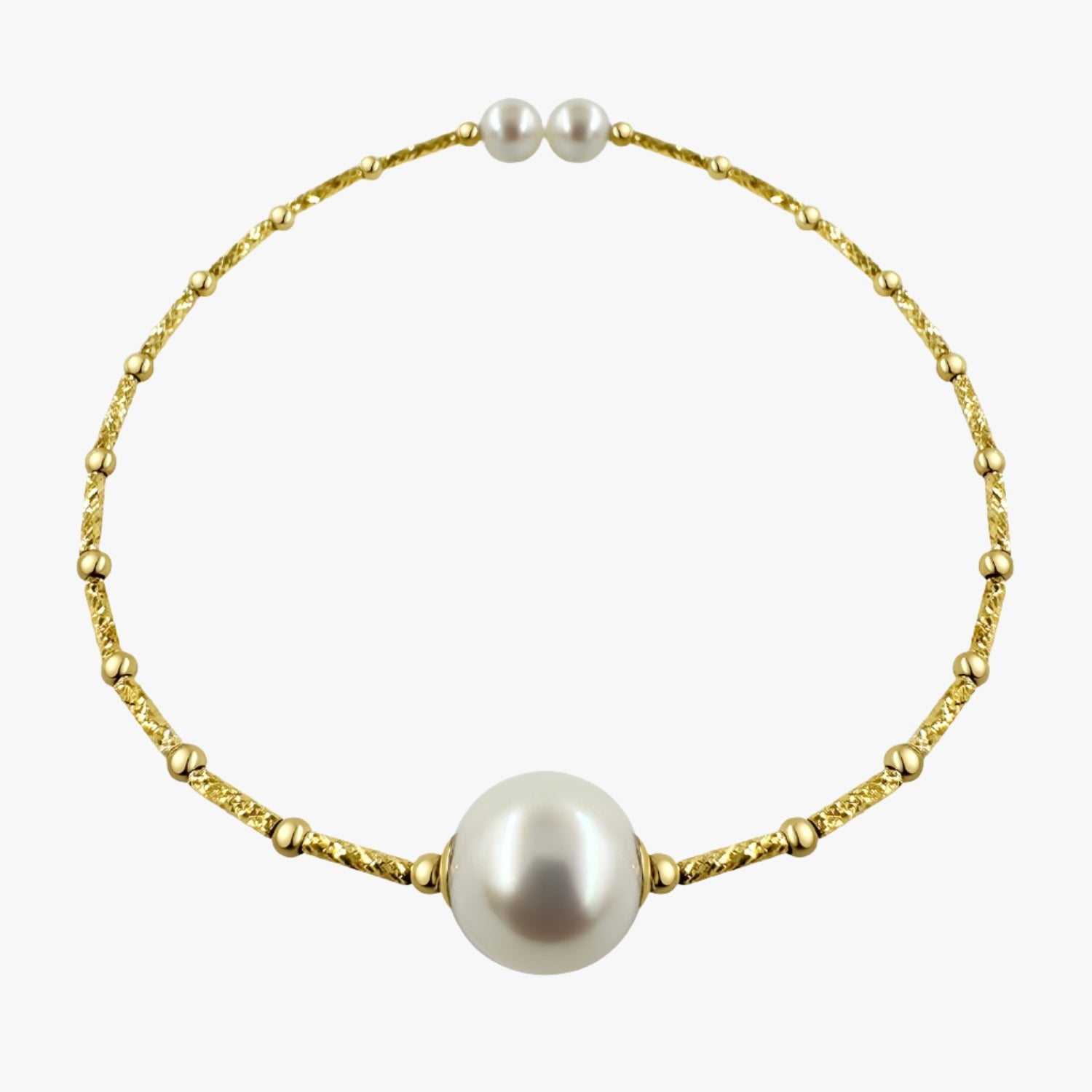 10mm White Akoya Pearl Bangle in 18K Gold