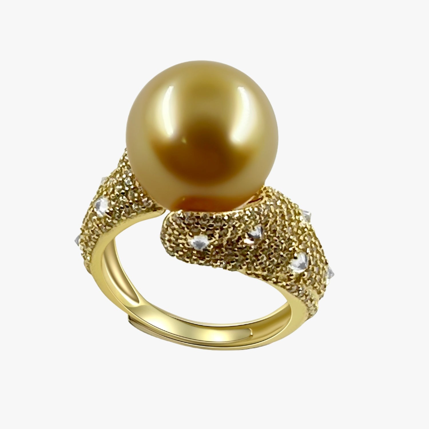 AA White/Gold South Sea Cultured Pearl Ring