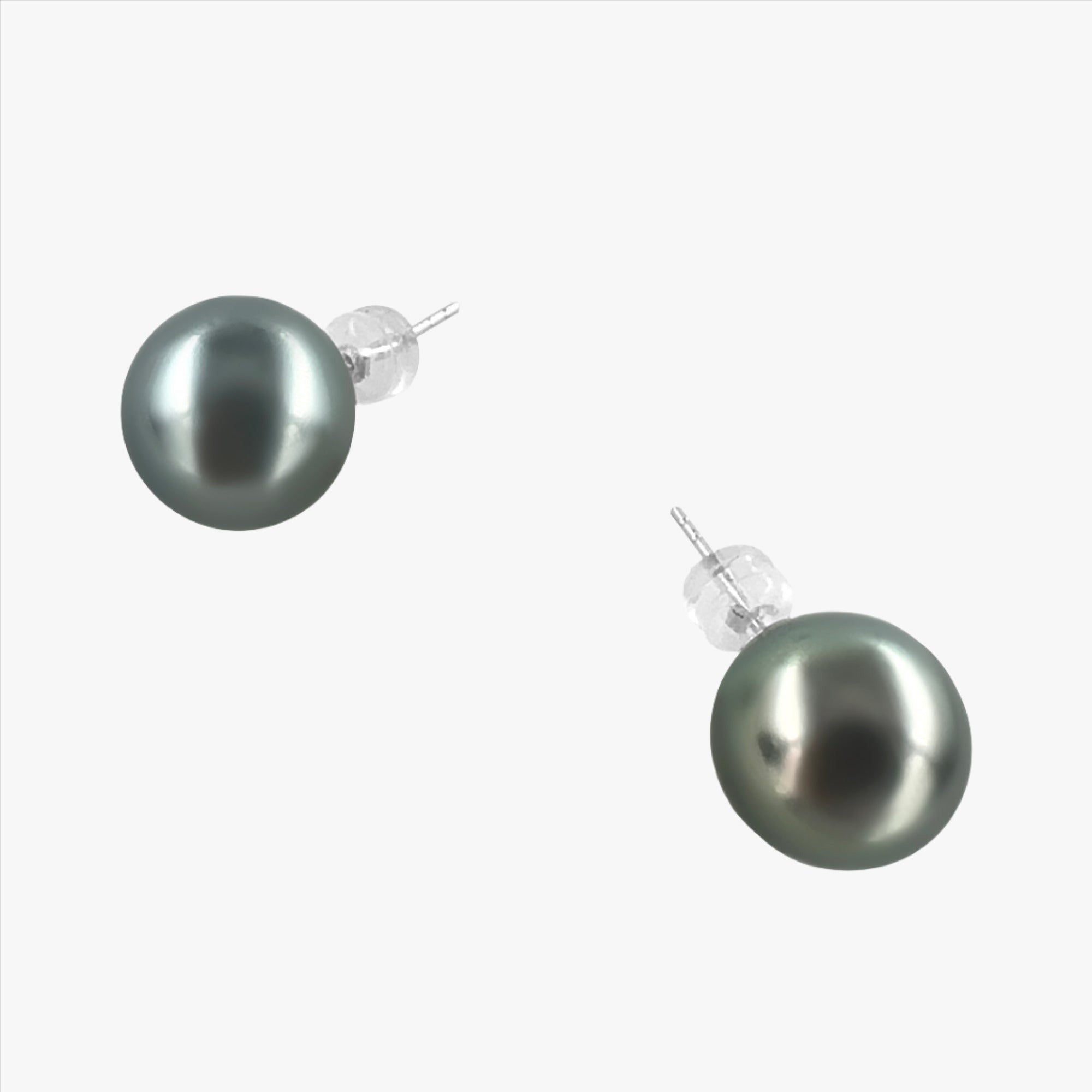 12mm Grey Tahitian Pearl Stud Earrings