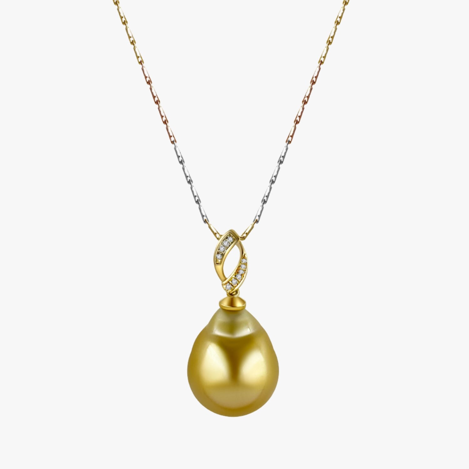 14mm Gold South Sea Pearl Pendant with Wave Bale