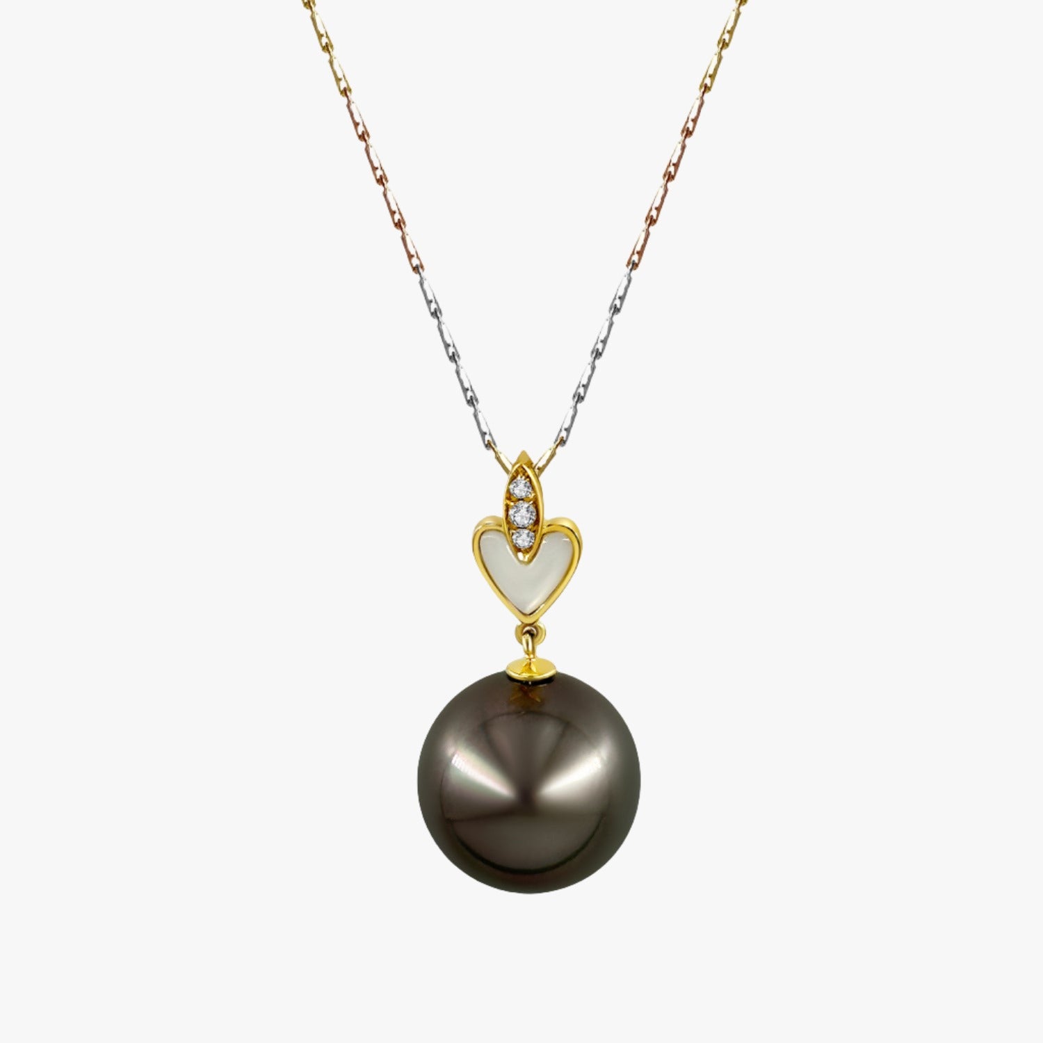 14mm Grey Tahitian Pearl Pendant in Gold