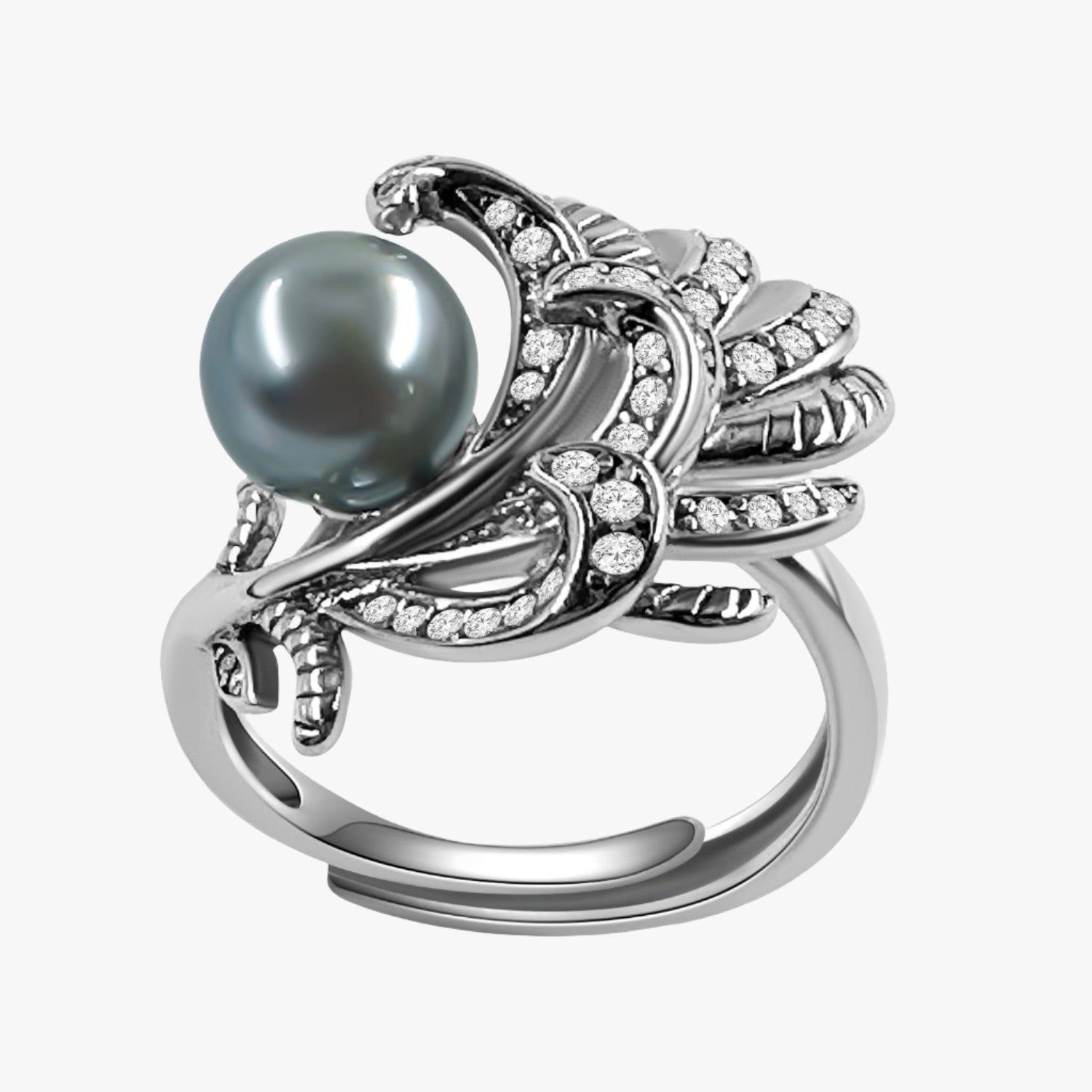 8mm AAAA Light Blue Japanese Akoya Pearl Ring