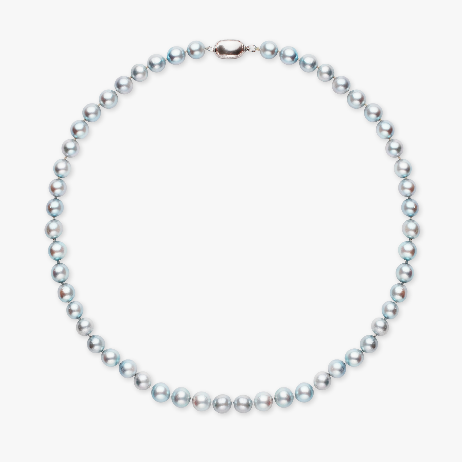 7.5MM AAA Grey Blue Japanese Akoya Pearl Necklace