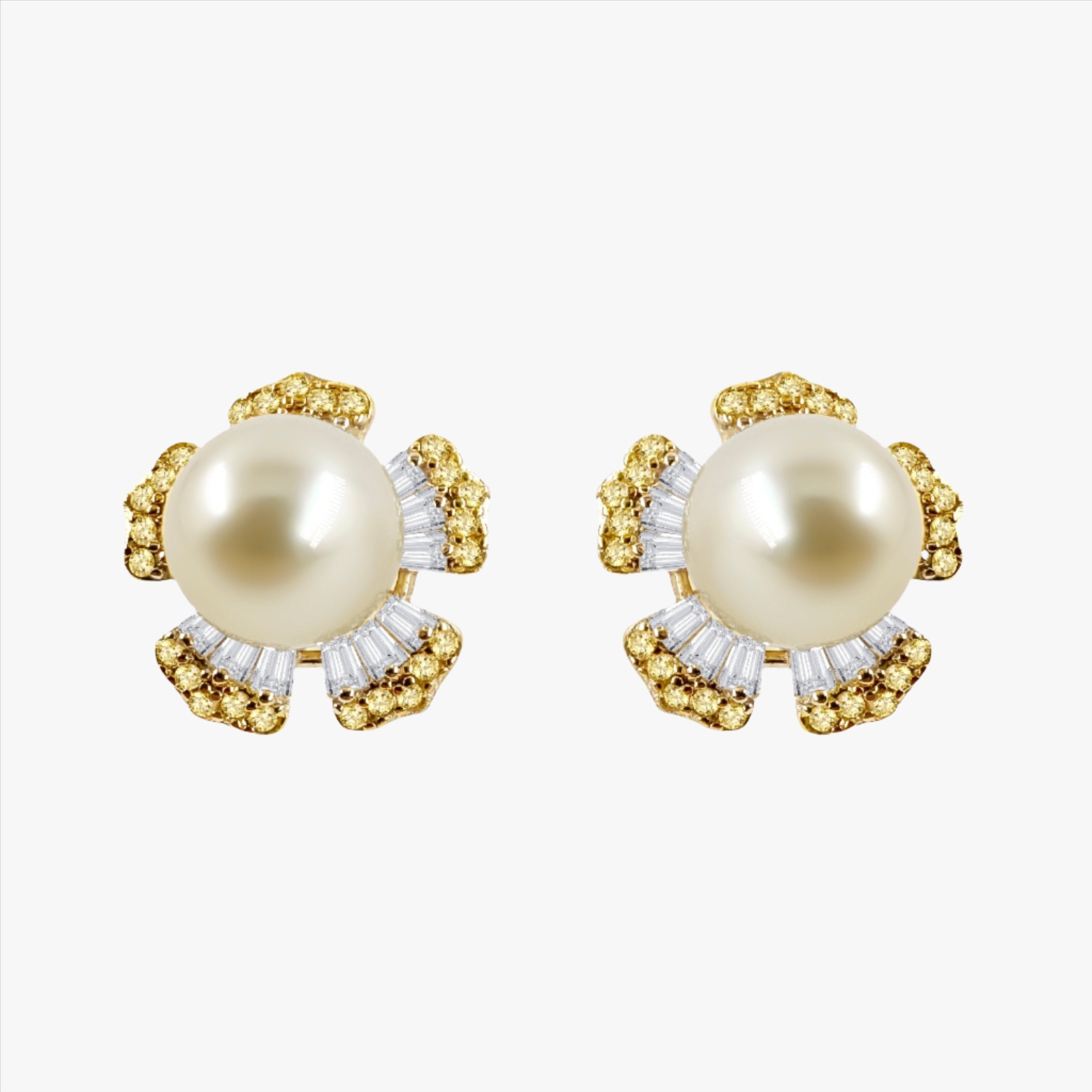 8mm Gold South Sea Pearl Earrings Stud Set
