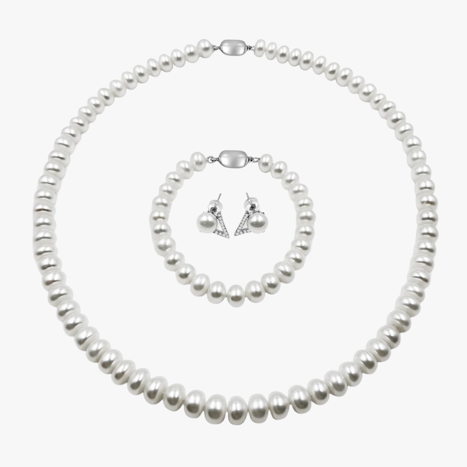 8mm AAA White Freshwater Cultured Pearl Set