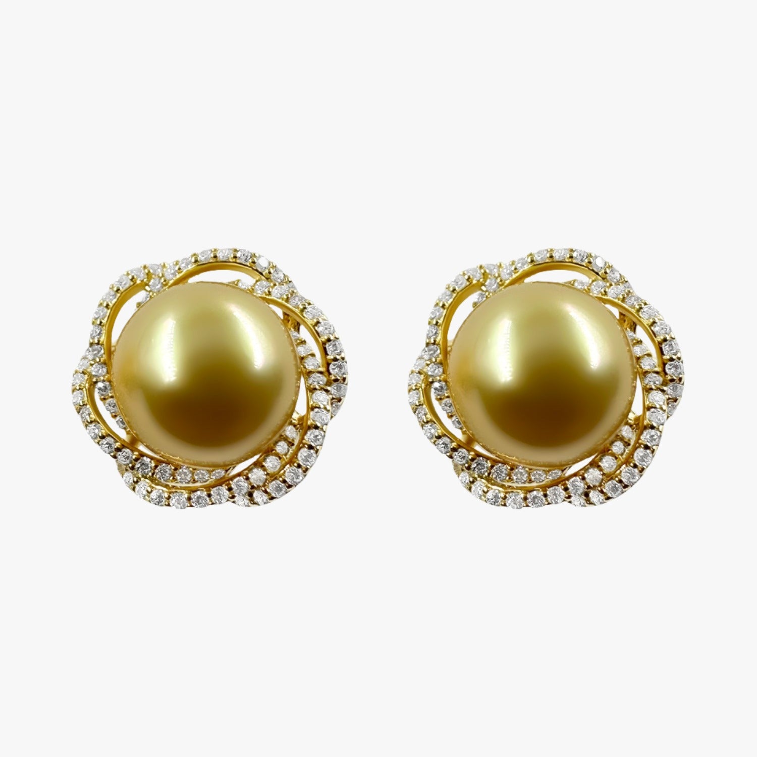 8.5mm Gold South Sea Pearl Earrings in Studs