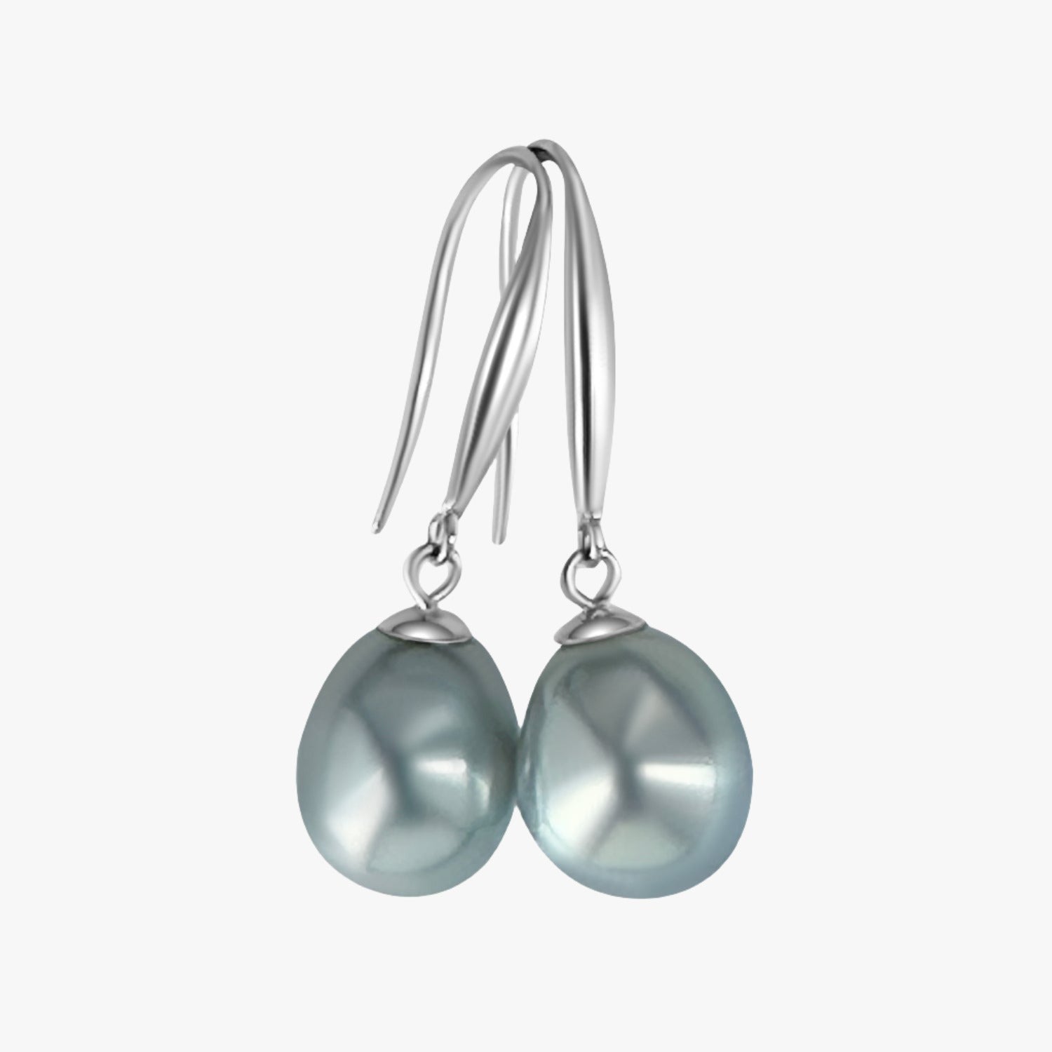 8.5mm Grey Akoya Drop Pearl Earrings in Gold