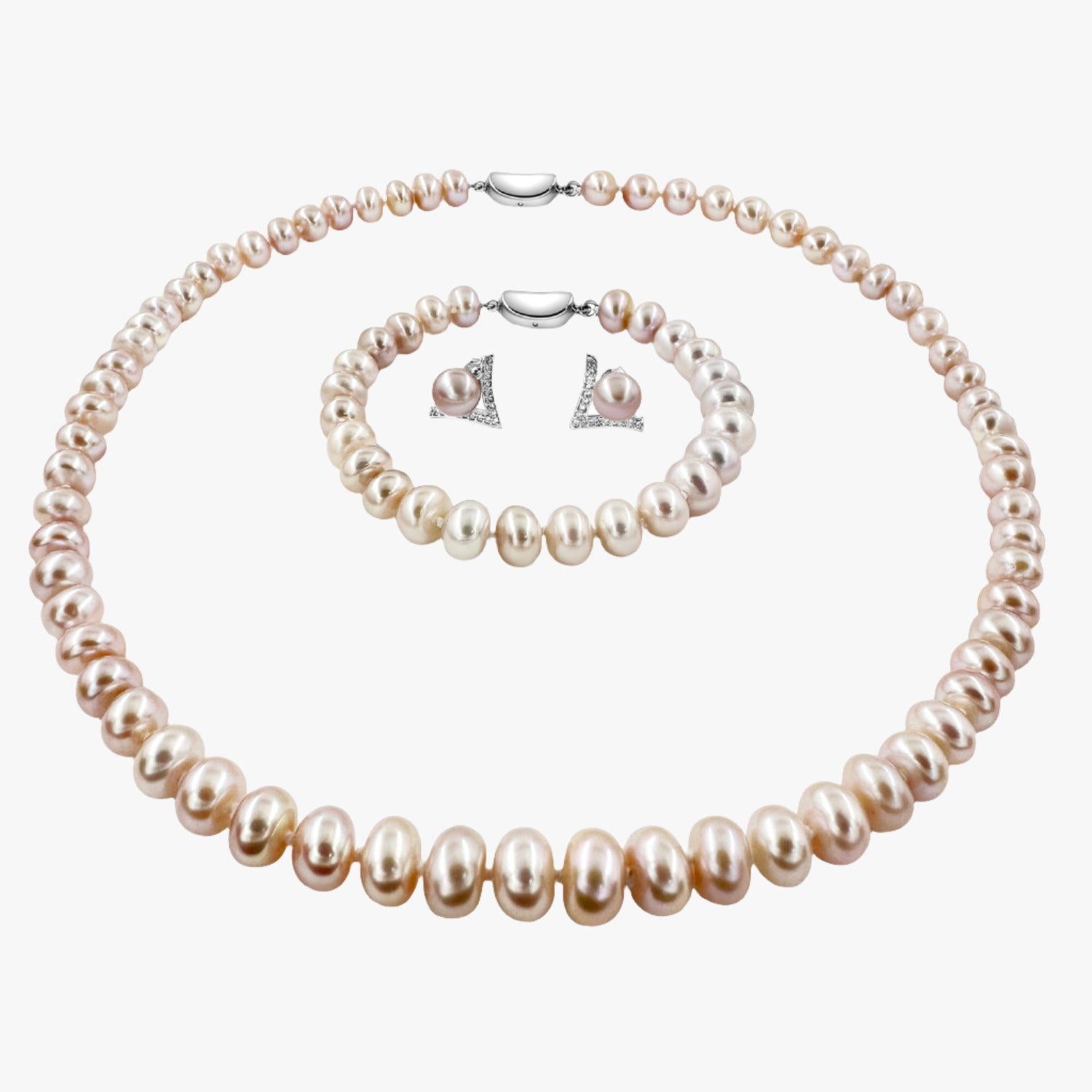 8mm AAA Pink Freshwater Cultured Pearl Set