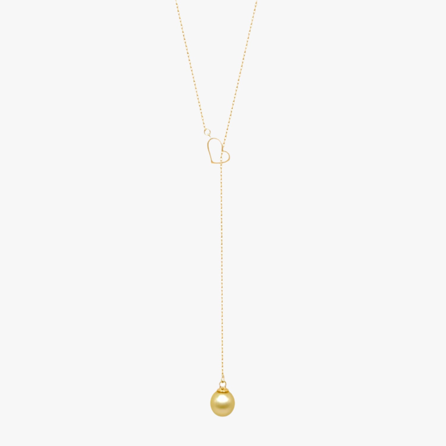 8MM AAA Gold South Sea Pearl Y-Shape Necklace