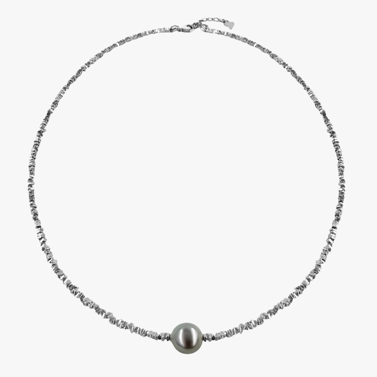 9mm Grey Akoya Beaded Solitaire Necklace