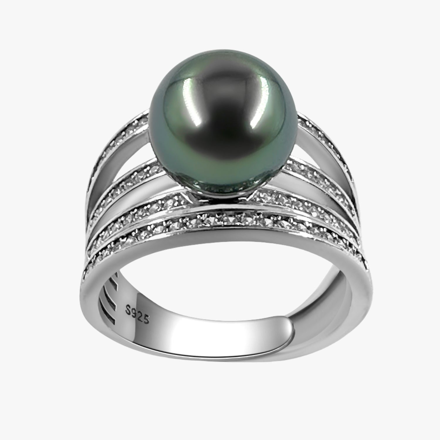 10mm AAAA Peacock Tahitian Cultured Pearl Ring