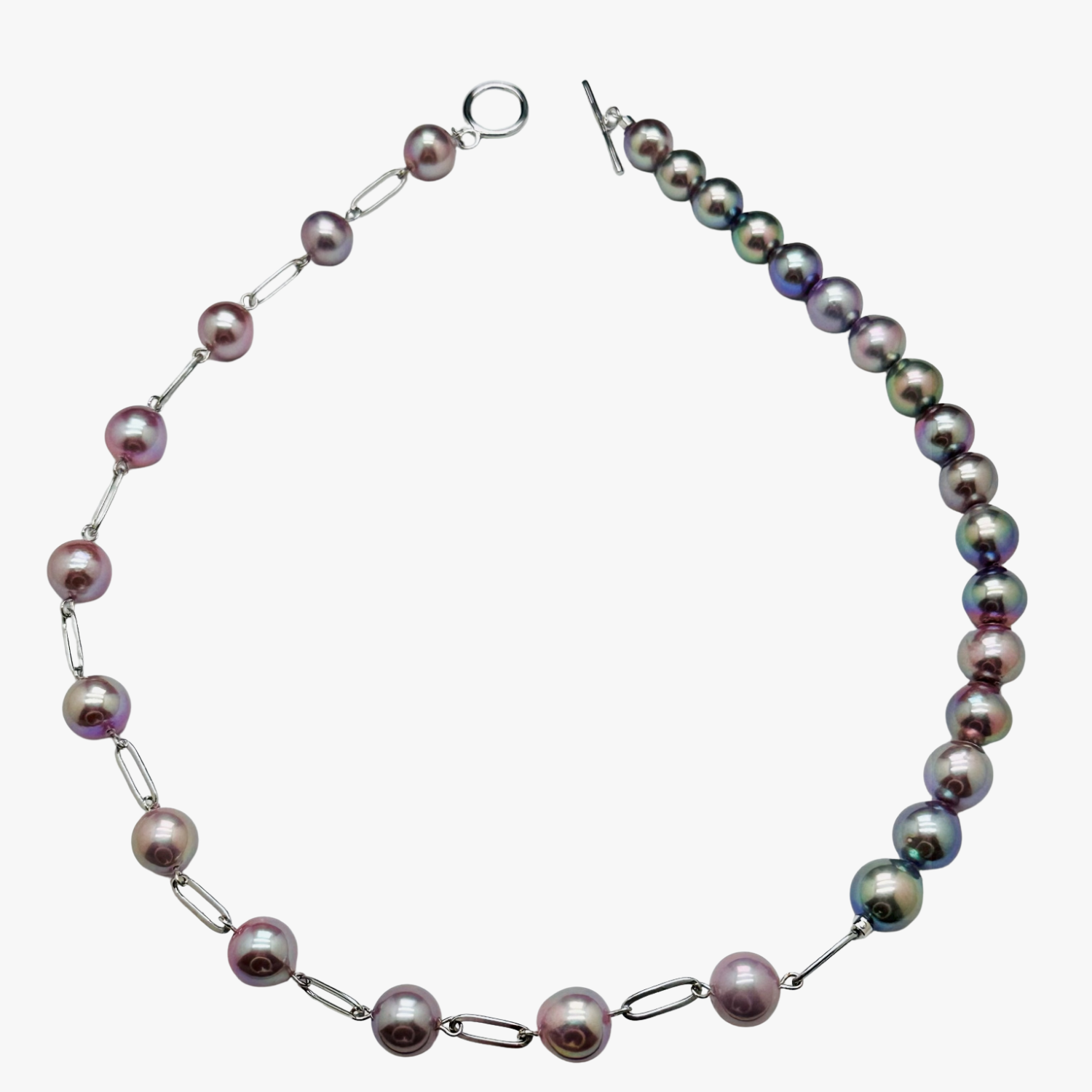 9MM Cotton Candy Mauve Freshwater Edison Pearl & Chain Necklace